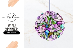 Floral Stained Glass Art Round Wind Spinner Product Image 1