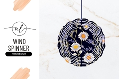 Daisy Floral Pattern Dark Blue Round Wind Spinner Product Image 1