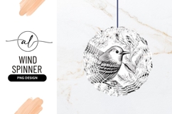 Detailed Black and White Bird and Floral Pattern Product Image 1