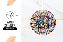 Colorful Floral Stained Glass Round Png Design Product Image 1