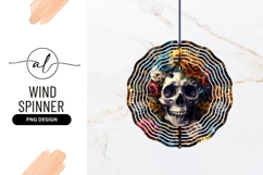 Skull And Flowers Wind Spinner Round Png Product Image 1