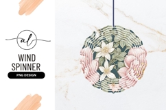 Pink Roses White Blossoms Wind Spinner Round Png Product Image 1