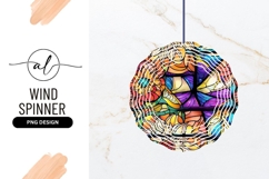 Floral Stained Glass Wind Spinner Round Png Product Image 1