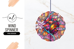 Abstract Floral Stained Glass Wind Spinner Round Png Product Image 1