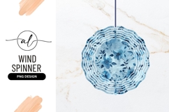 Blue Floral Pattern Round Wind Spinner Png Product Image 1