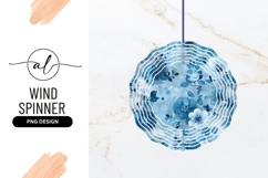 Blue Watercolor Floral Round Wind Spinner Png Product Image 1
