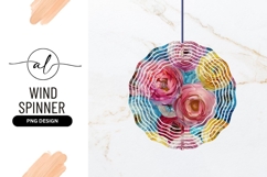 Colorful Ranunculus Flower Arrangement Round Wind Spinner Product Image 1