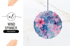 Pink And Blue Floral Round Wind Spinner Product Image 1