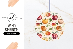Watercolor Apples Leaves Round Wind Spinner Png Product Image 1