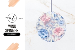 Elegant Pink And Blue Floral Design Round Wind Spinner Product Image 1