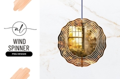 Autumn Window Scene Round Wind Spinner Png Product Image 1