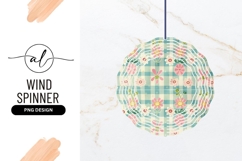 Floral Pattern On Gingham Round Wind Spinner Png Product Image 1