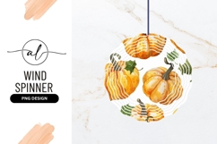 Watercolor Pumpkins with Green Leaves Pattern Product Image 1