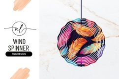 Colorful Feather Pattern on Dark Background Wind Spinner Product Image 1