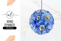 Watercolor Blue Sunflower Pattern with Round Wind Spinner Product Image 1