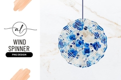 Watercolor Floral Pattern Blue Flowers on Beige Background Product Image 1