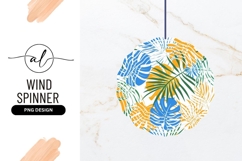 Tropical Leaf Pattern in Blue Green and Yellow Product Image 1