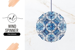 Blue Floral Tile Pattern Wind Spinner Round Png Product Image 1