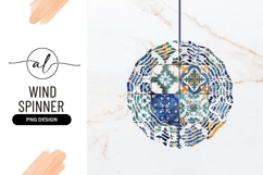 Vintage Tile Circular Pattern Wind Spinner Round Png Product Image 1