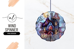 Stained Glass Haunted House With Wind Spinner Round Product Image 1