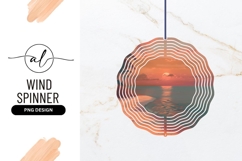 Sunset Beach With Palms Wind Spinner Round Png Product Image 1