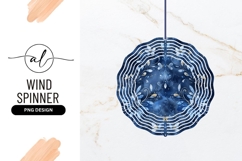 Elegant Blue Floral Watercolor Wind Spinner Round Product Image 1