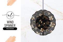 Gold Floral Design On Black Background Round Png Product Image 1