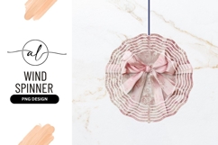 Pink Bow On Floral Round Wind Spinner Png Product Image 1