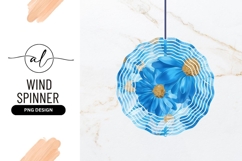 Blue Daisies Floral Background Wind Spinner Round Png Product Image 1
