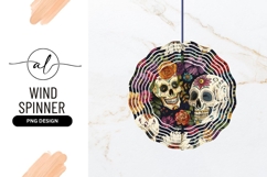 Floral Sugar Skulls Wind Spinner Round Png Product Image 1