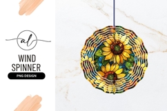 Sunflower Floral Stained Glass Wind Spinner Round Product Image 1