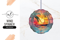 Tropical Sunset Palm Tree Wind Spinner Round Png Product Image 1