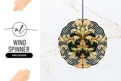 Ornate Gold and Green Floral Pattern on Dark Background Product Image 1