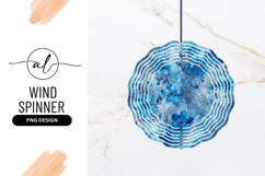 Blue Floral Pattern Wind Spinner Round Png Product Image 1