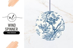 Blue and White Chinoiserie Pattern with Birds Trees Flowers Product Image 1