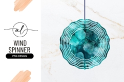 Teal Floral Wind Spinner Round Png Product Image 1