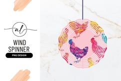 Colorful Rooster Pattern on Pink Background Wind Spinner Product Image 1