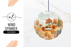 Autumnal Landscape Illustration with Houses Trees and Birds Product Image 1
