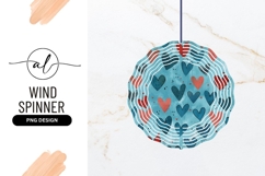 Watercolor Heart Pattern in Blue Red and Gray on Textured Product Image 1