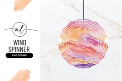 Watercolor Mountainscape Design Wind Spinner Round Png Product Image 1