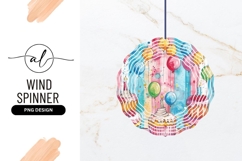 Watercolor Birthday Cupcakes and Balloons with Striped Product Image 1