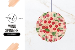 Watercolor Cherry Pattern with Green Leaves on a Light Pink Product Image 1