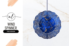 Gold Birds and Vines on Blue Background Wind Spinner Round Product Image 1