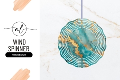 Teal And Gold Abstract Wind Spinner Round Png Product Image 1