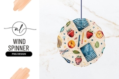 Watercolor School Supplies Wind Spinner Round Png Product Image 1