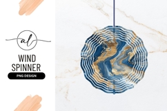 Blue And Gold Abstract Ink Painting Wind Spinner Product Image 1