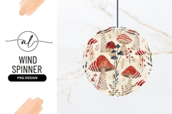Watercolor Mushrooms And Plants Pattern Wind Spinner Round Product Image 1
