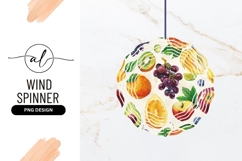 Watercolor Fruit Arrangement with Grapes Oranges Apples Kiwi Product Image 1