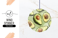 Avocado Halves Pattern Wind Spinner Round Png Product Image 1