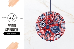 Red and Blue Paisley Floral Pattern Design with Round Wind Product Image 1